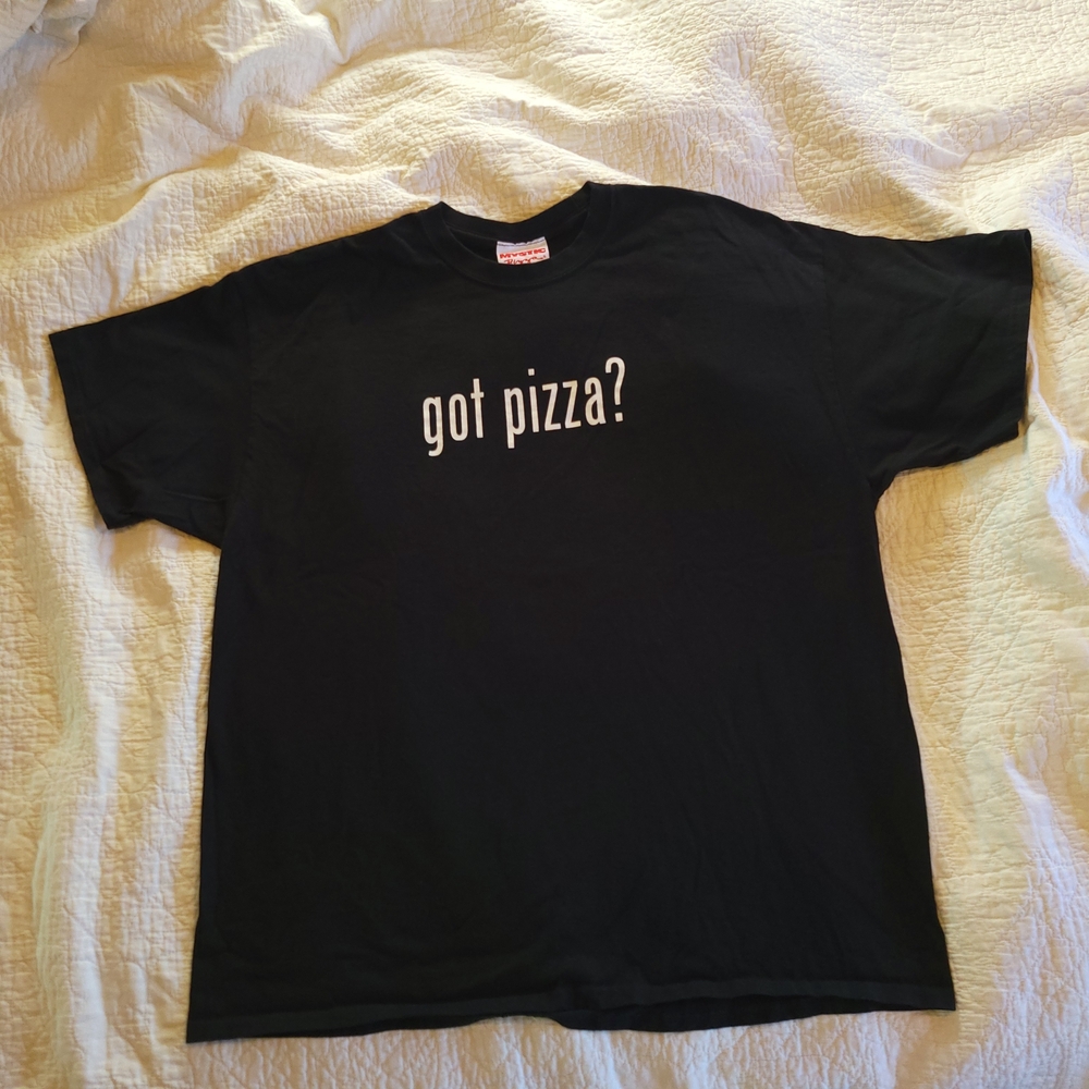 Black T-Shirt with 'Got Pizza?' Print